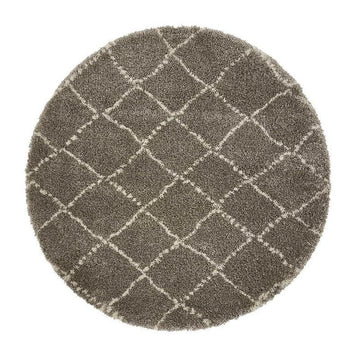 Royal Nomadic 5413 Modern Geometric Diamond Soft Plush Boho Shaggy Grey/Cream Round Rug-Think Rugs-Rug Love - The Most Loved Rug Store